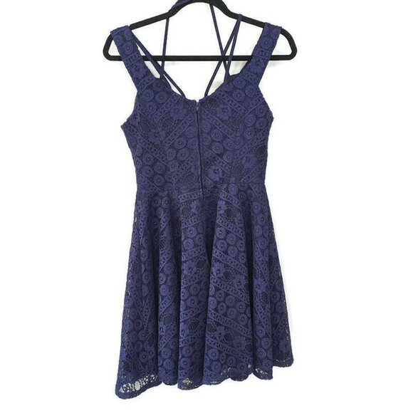 Jodi Kristopher Blue Lace Babydoll Evening Dress 5 - Picture 8 of 10